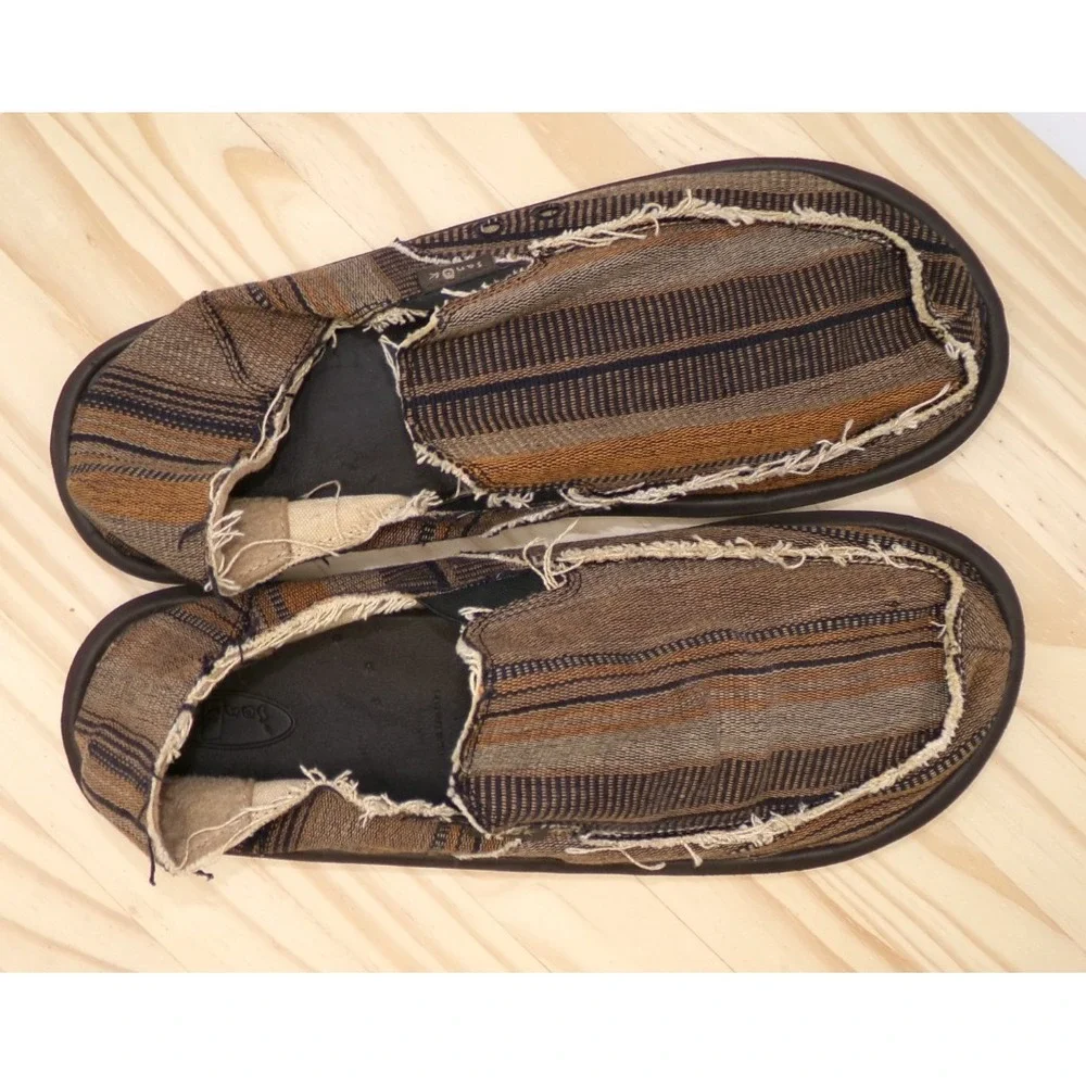 Sanuk Vagabond Blanket Slip On Shoes Mens Multicolor Browns Size 13